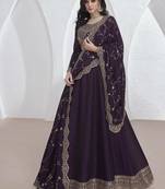 Purple vichitra silk embroidered readymade salwar kameez