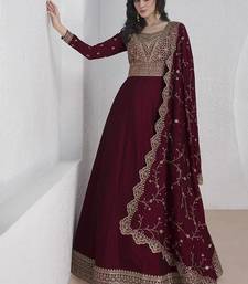 Maroon vichitra silk embroidered readymade salwar kameez
