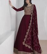 Maroon vichitra silk embroidered readymade salwar kameez