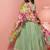 Pista green viscose jacquard silk embroidered readymade gown with dupatta