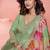 Pista green viscose jacquard silk embroidered readymade gown with dupatta