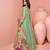 Pista green viscose jacquard silk embroidered readymade gown with dupatta