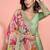 Pista green viscose jacquard silk embroidered readymade gown with dupatta