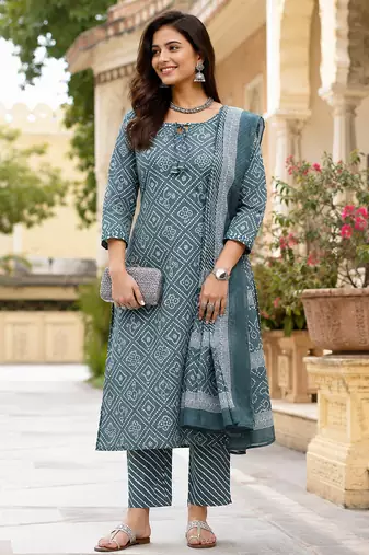 women's straight side slit  mirror work  kurta pant set with digital mal dupatta