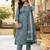 women's straight side slit  mirror work  kurta pant set with digital mal dupatta