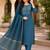 women's blue sequin embroidery kurta set with jacquard dupatta
