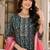  women's kalamkari print straight side slit kurta pant set with organza dupatta