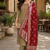  women's beige art silk  heavy embroidered kurta set with dupatta