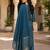 women's blue sequin embroidery kurta set with jacquard dupatta