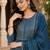 women's blue sequin embroidery kurta set with jacquard dupatta