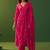 Pink cotton floral printed ethnic kurta set with matching dupatta