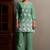 Green pure cotton schiffli embroidered straight co-ord set