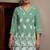 Green pure cotton schiffli embroidered straight co-ord set