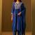 Navy blue pure cotton embroidered thread work ethnic kurta set with matching dupatta