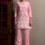 Pink pure cotton schiffli embroidered straight co-ord set