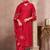 Red chinon embroidered dots printed ethnic kurta set with matching dupatta