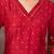 Red chinon embroidered dots printed ethnic kurta set with matching dupatta