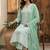 Green pure cotton embroidered thread work ethnic kurta set with matching dupatta