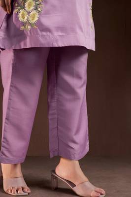 Lilac embroidered roman silk co-ord set 2