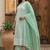 Green pure cotton embroidered thread work ethnic kurta set with matching dupatta