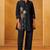 Women black pure cotton embroidered straight kurta co-ord set
