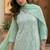 Green pure cotton embroidered thread work ethnic kurta set with matching dupatta
