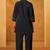 Women black pure cotton embroidered straight kurta co-ord set