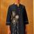 Women black pure cotton embroidered straight kurta co-ord set