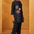 Women black pure cotton embroidered straight kurta co-ord set
