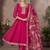 Pink georgette embroidered sequins work ethnic kurta set with matching dupatta