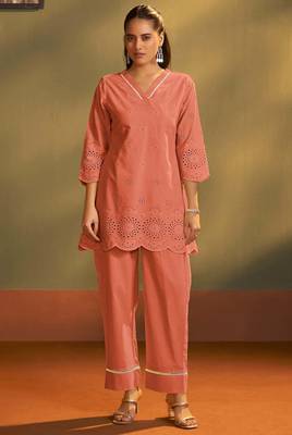 Pure cotton rust schiffli co-ord set 2