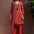 Rust silk blend embroidered mirror work ethnic kurta set with matching dupatta