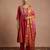 Pink chinon embroidered thread work ethnic kurta set with matching dupatta