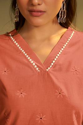 Pure cotton rust schiffli co-ord set 5