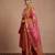 Pink chinon embroidered thread work ethnic kurta set with matching dupatta