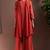 Rust silk blend embroidered mirror work ethnic kurta set with matching dupatta