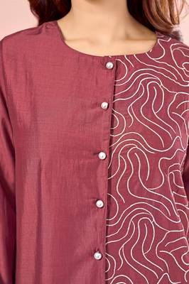 Rust embroidered cotton straight co-ord set 2