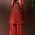 Rust silk blend embroidered mirror work ethnic kurta set with matching dupatta