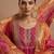 Pink chinon embroidered thread work ethnic kurta set with matching dupatta