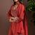 Rust silk blend embroidered mirror work ethnic kurta set with matching dupatta