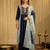 Sky blue chinon embroidered thread work ethnic kurta set with matching dupatta
