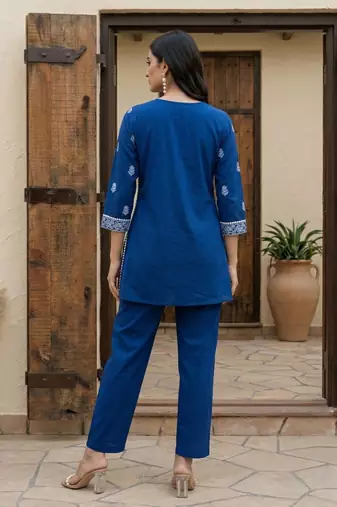 Dresoul pure cotton embroidered co-ord set