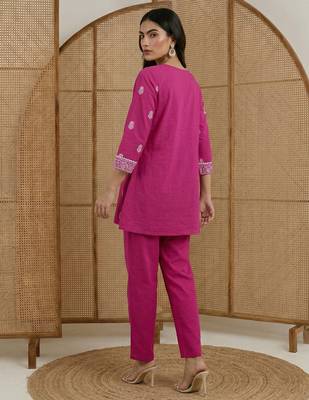 Dresoul pure cotton embroidered co-ord set 2