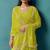 Green georgette embroidered zari work ethnic kurta set with matching dupatta