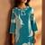 Turquoise blue viscose rayon printed straight co-ord set