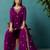 Wine georgette embroidered zari work ethnic kurta set with matching dupatta