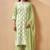 Green cotton blend embroidered thread work ethnic kurta set with matching dupatta