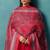 Red cotton blend geometric printed ethnic kurta set with matching dupatta