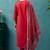 Red cotton blend geometric printed ethnic kurta set with matching dupatta