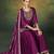 Wine silk blend embroidered sequins work ethnic kurta set with matching dupatta